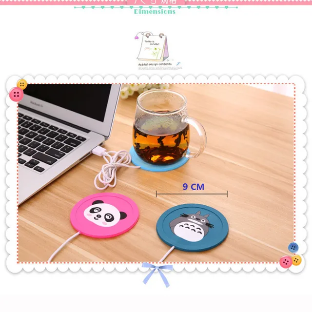 USB Warmer Gadget Cartoon Silicone thin Cup-Pad Coffee Tea Drink usb Heater Tray Mug Pad nice Gift 1