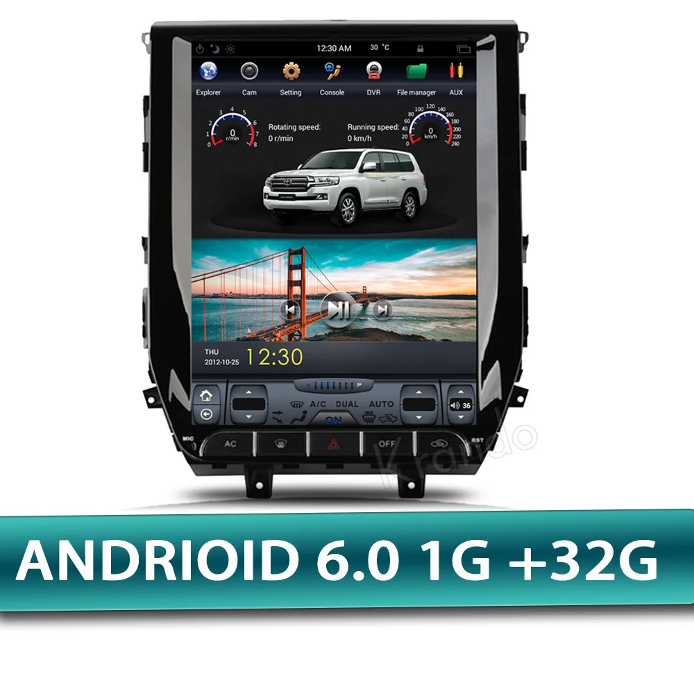 Krando Android 8,1 12," вертикальный экран автомобильный аудио радио плеер для Toyota Land Cruiser+ gps Мультимедийная система Bluetooth - Цвет: Белый