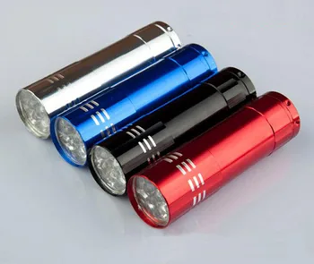 

Wholesale 500pcs/lot 9 LED multifunction torch LED FlashLight with UV Cash detector can customize logo
