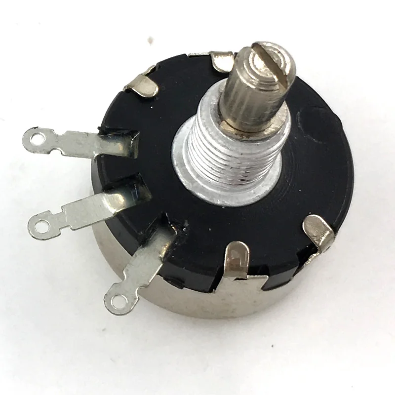 50pcs WX110(010) 6mm Round Metal Shaft Single Turn Wire resistor Wound Potentiometer 1k 2.2k 3.3k 4.7K 5.6k 6.8k 10k 22k ohm