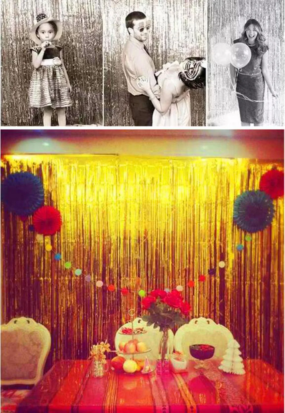 1*2 м вечерние фоновые декорации из фольги, блестящий дождевой занавес, для дня рождения, свадьбы, декоративные фоновые фотографии 35