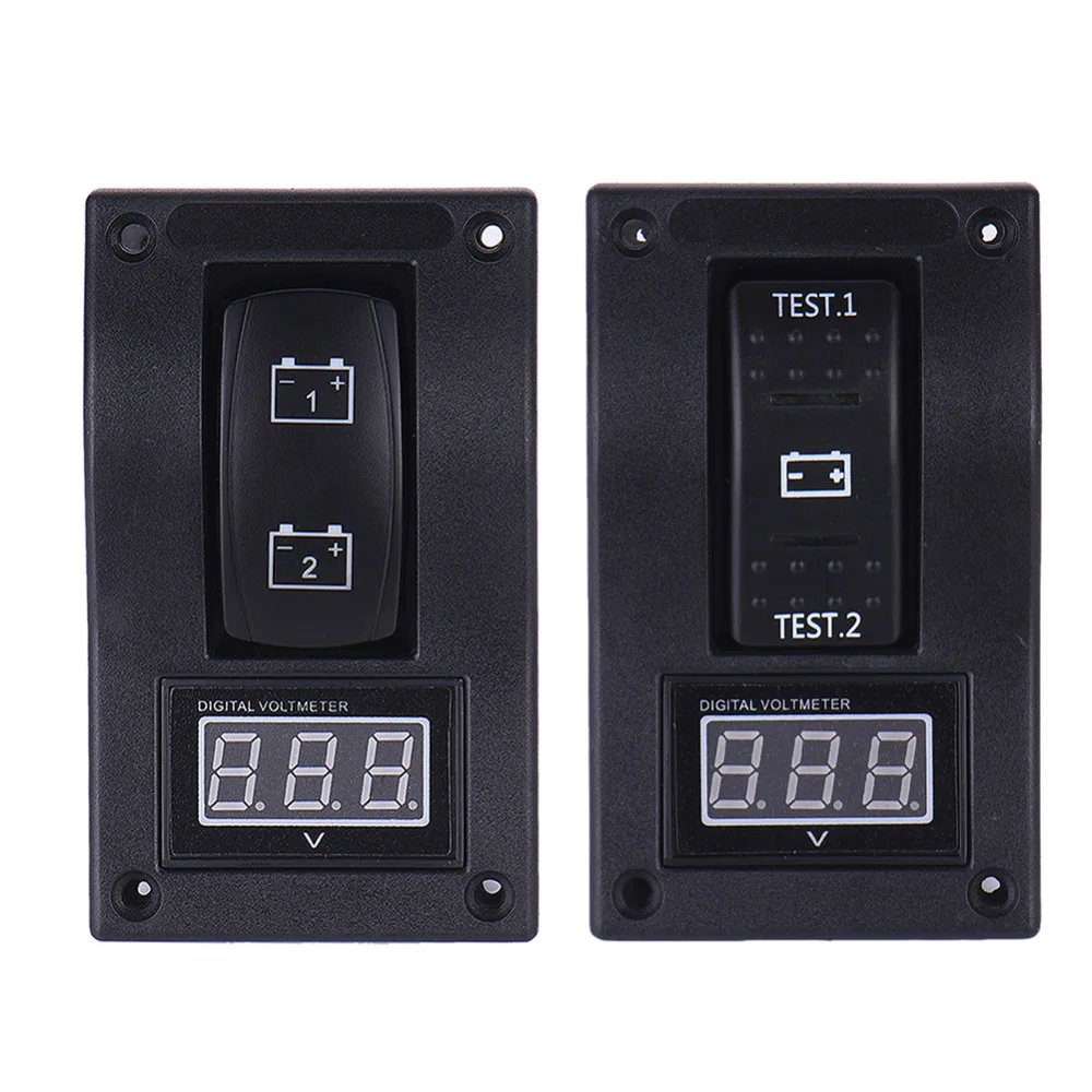

12V RV Marine Boat Voltmeter LED Dual Battery Test Panel Rocker Switch ON-OFF-ON