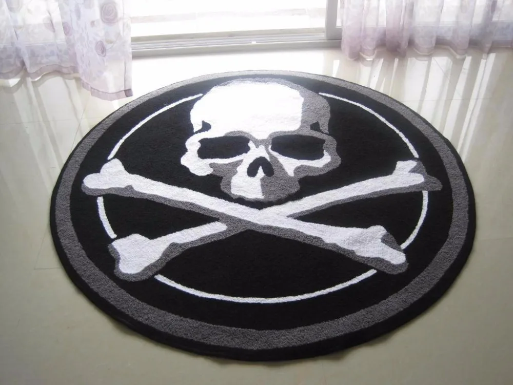 

Hand Hooked Halloween Scary Skull Mat Living Door Mats Carpet Supplies, Embroidered Porch Doormat Floor Rug Home Decoration Fest