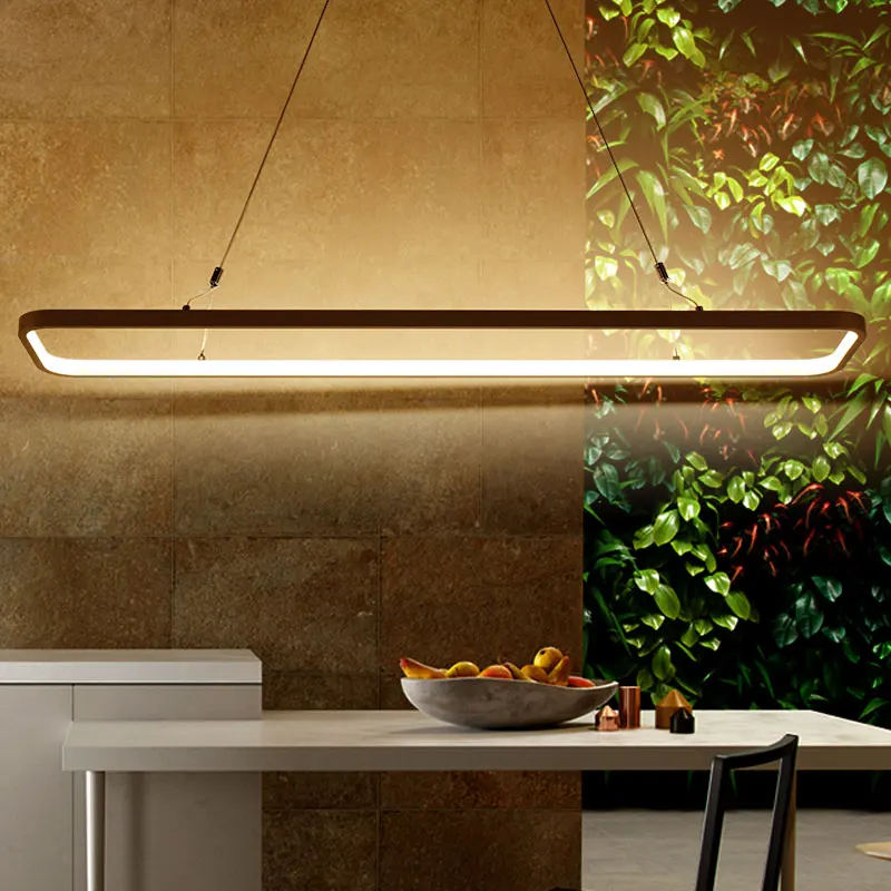

New Remote Circle Rectangle Ring Modern Led Pendant Light Dinning Room Round table Led Pendant Lamp Aluminium Suspension Lamp