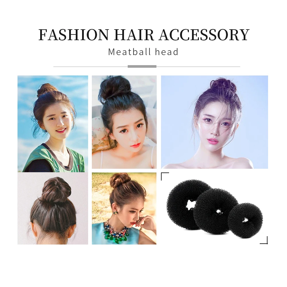 Hobun Hot Hair Bun Black Donut Maker Braiders Tools For Women Girl