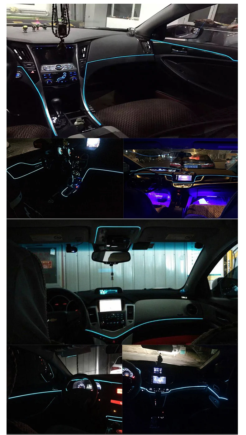 5 м аксессуары для салона автомобиля атмосферная лампа EL холодный светильник с USB DIY декоративная приборная панель консоль авто светодиодный светильник