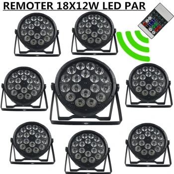 

8pcs/Remoter 18X12W led Par light RGBW 4in1 par stage flat LED PAR dmx512 disco lights professional stage dj equipment