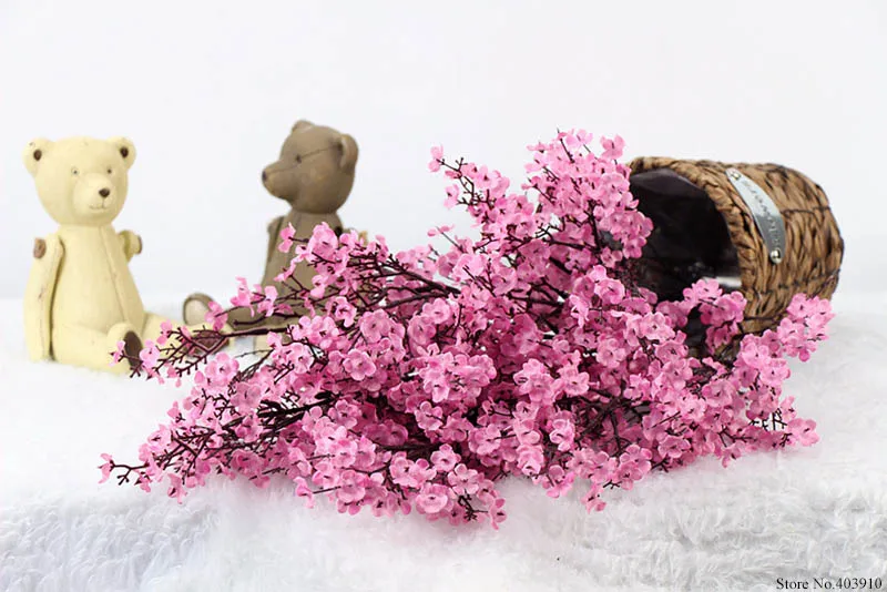 Искусственные цветы вишни, детские дышащие Гипсофилы, искусственные цветы, сделай сам, свадебное украшение, букет для дома, искусственные цветы, ветка - Цвет: Pink 1pcs