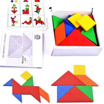 

Hot Sale 32 Piece Color Changed DIY Jigsaw Puzzle Toys Wooden Children Educational Toys Baby Play Junior Tangram Learning Set