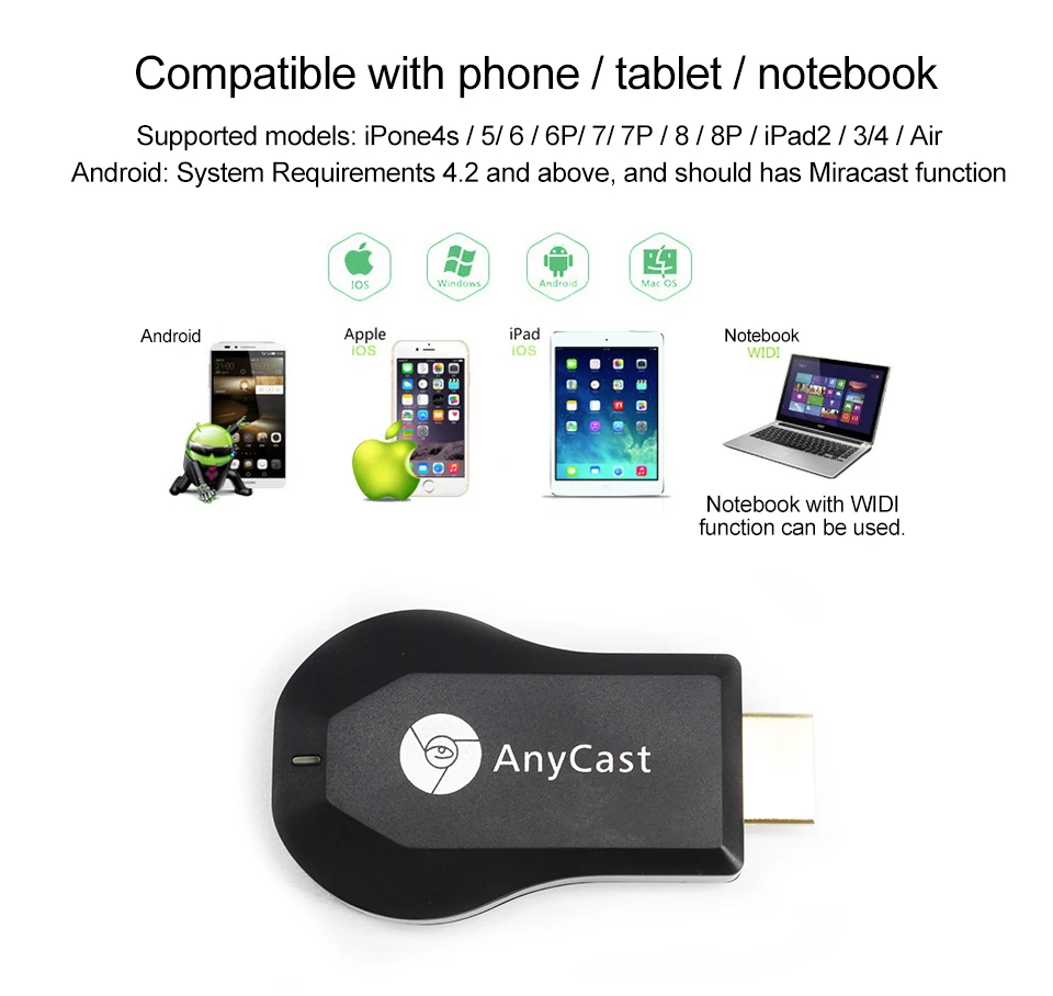 AnyCast M4 Plus Wireless WiFi Display Dongle Receiver 1080P HD Interface TV Stick DLNA Airplay Miracast for Smart Phones Tablet (3)