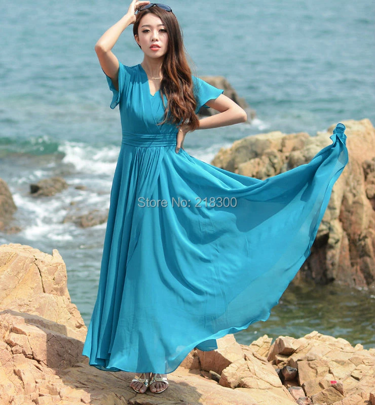 aqua chiffon dress