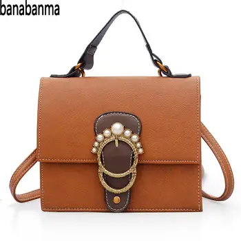 

PinShang Woman Handbag Retro Buckle Shoulder Bag Creative Pearl Decoration Handbag Satchel Bags For Women 2018 bolsos mujer 40
