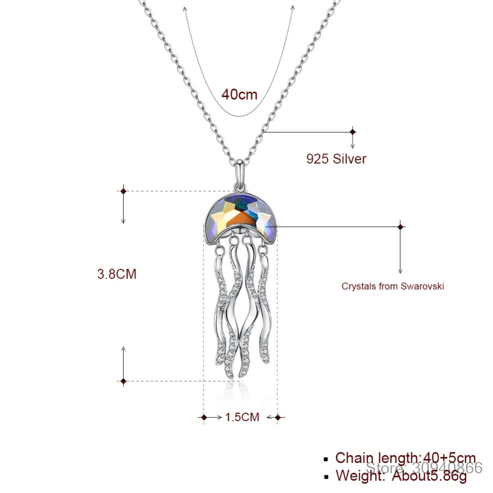 Ожерелье с подвеской в виде Медузы LEKANI с кристаллами Сваровски для женщин, 925 пробы серебряные ожерелья, хорошее ювелирное изделие, подарок