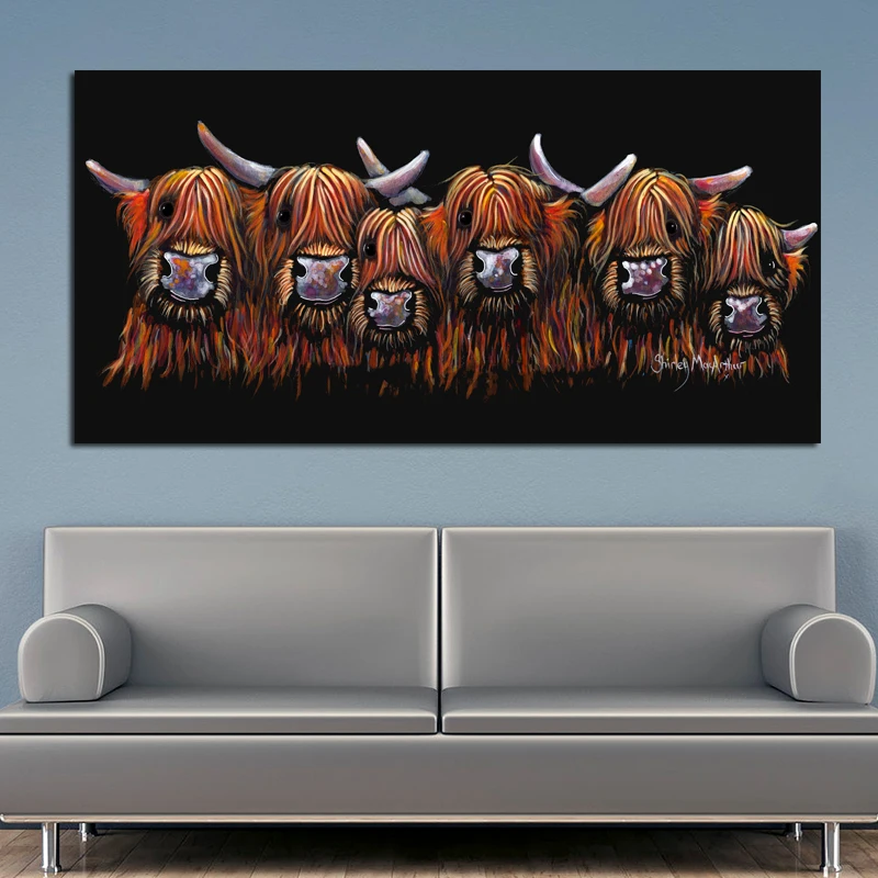 

Modern Decorative Painting Six Cows Pictures Wall Art For Living Room,Restanrant Canvas Abstract Decorative Art Print Unframed