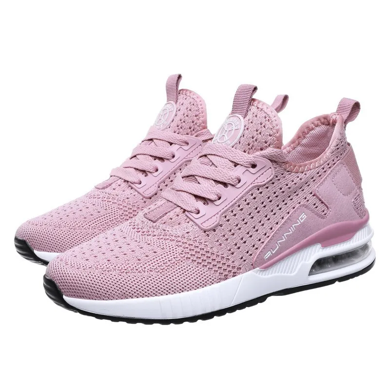 Мужская обувь для бега с воздушной подушкой; дышащие женские кроссовки; Buty Meskie Sportowe; летняя модная обувь на шнуровке; цвет розовый; Zapatos De Mujer - Цвет: pink size 36-40