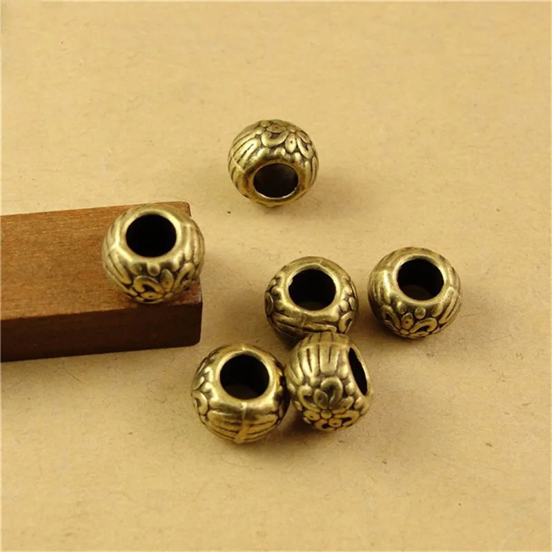 

10Pcs/Lot Dia. 10mm Round Beads Hole Size 5mm Vintage Charm Beads Wholesale Bead for DIY Crafts Handmade Jewelry Making Supplies