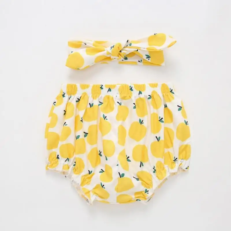 2 шт. летние шорты с фруктовым принтом для новорожденных шаровары для малышей повязка на голову