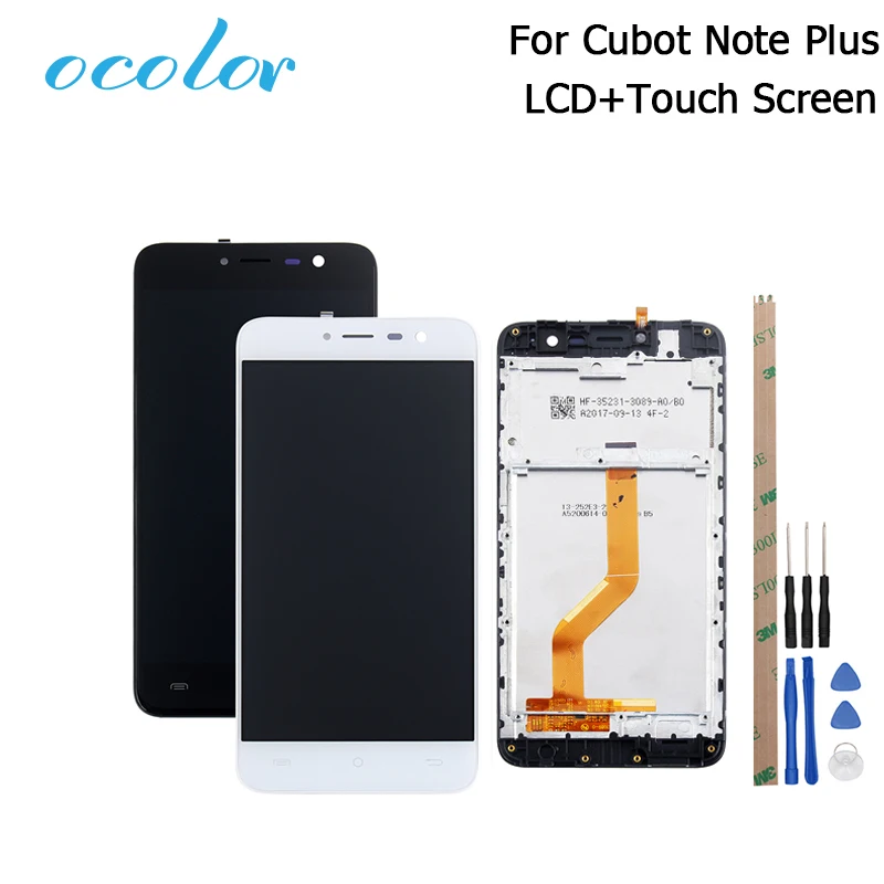 

ocolor For Cubot Note Plus LCD Display+Touch Screen With Frame 5.2 Inch For Cubot Note Plus Assembly Replacement+Tools+Adhesive