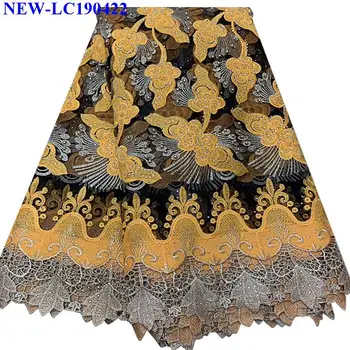 

2019 French Net Lace Fabric Latest African Lace Fabric Embroidery Mesh Tulle Lace Fabric High quality with Rhinestones GXE06