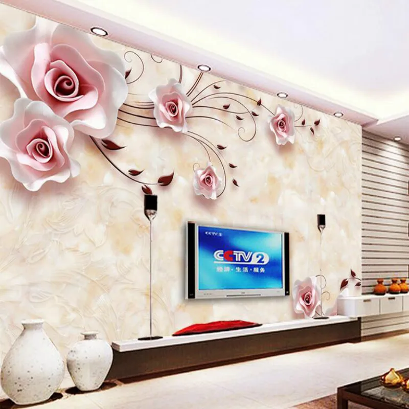 Фоны на заказ 3D обои для стен фрески фото шелк гостиной роза мрамор ТВ стена|wallpaper
