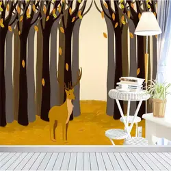 Пользовательские 3d обои абстрактный осенний лес мультфильм животное гостиная спальня стены высокого качества водонепроницаемый материал