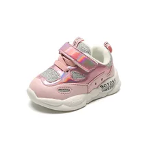 Блесток спортивные кеды для малышей осенние детские Обувь с дышащей сеткой обувь мягкая подошва обувь для маленьких детей