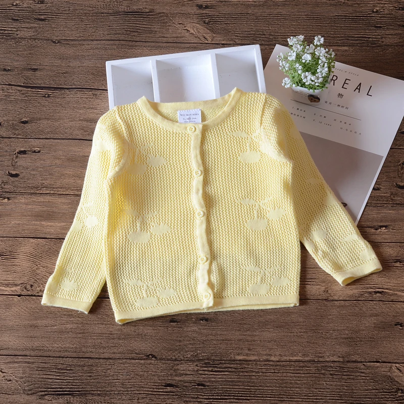 Yellow Girls Sweater Cardigan Single Breasted Jacket Spring Outerwear