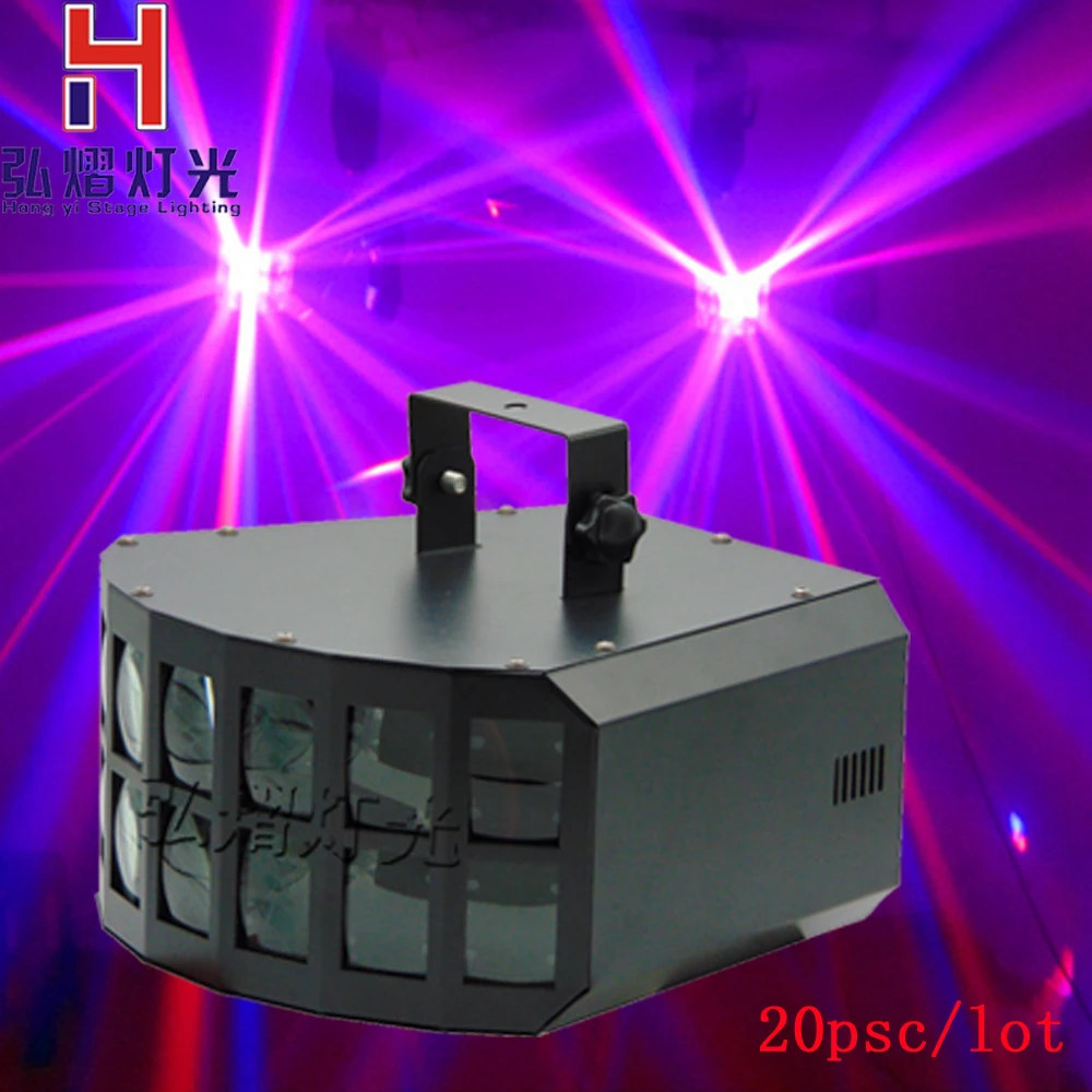 

20pcs/lot 2017 New Arrival CREE MINI LED 2x10W Double Butterfly Effect Light RGBW Stage Lights Dj Led