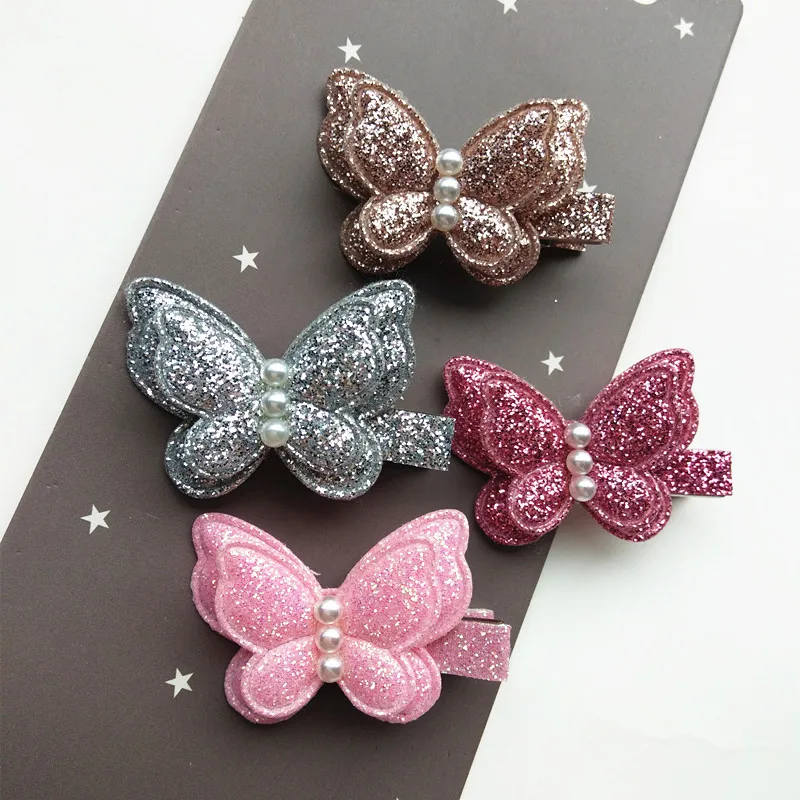 

2pcs/lot Summer Glitter Butterfly Kid Hair Clip Cute Girls Gauze Multicolor Hair Grip Shinning Hair Barrette Kids Hair Accessory