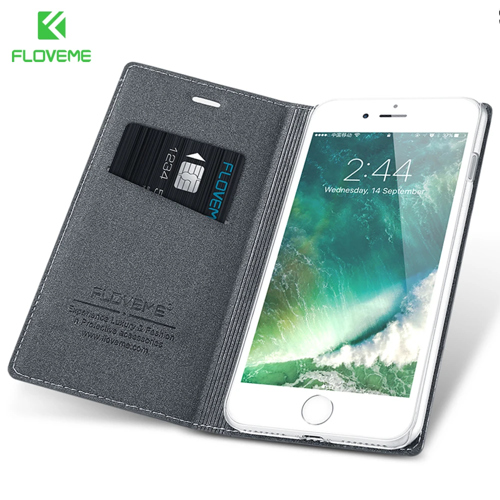 

FLOVEME Fashion Flip Leather Case for iPhone 7 8 Plus iPhone X Phone Card Slot Cases For iPhone 6 6s Plus 5 5S SE Funda Capa