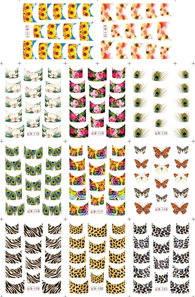 11 sheets 11 styles b111 121 nail art french water transfer sticker