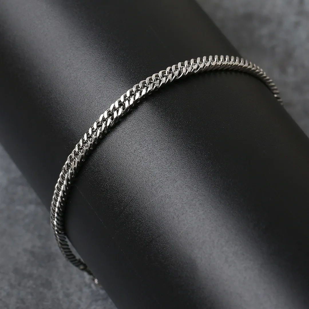 Classic Vintage Stainless Steel Bracelet Hip Hop Stylish Silver Color 6 Size Hand Chain Punk Rock Jewelry Accessories For Men