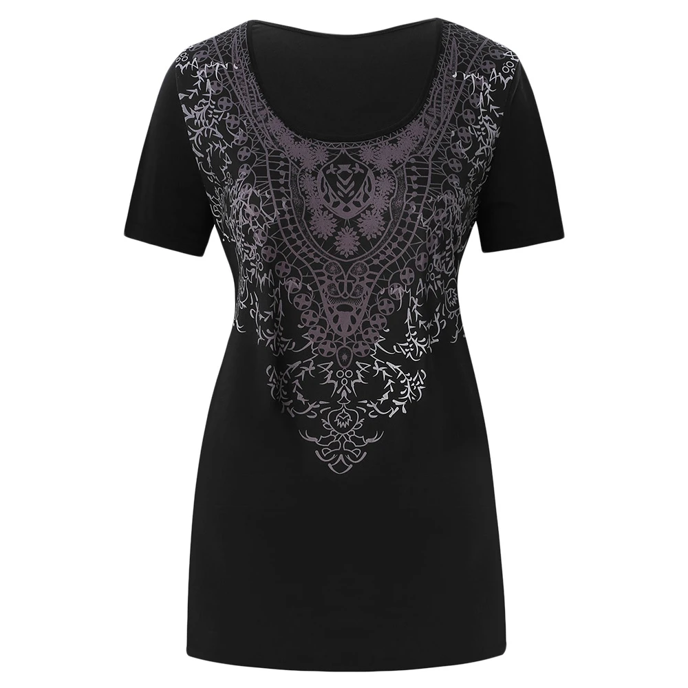 

Womens Short Sleeve Printing Round Neck Pullover Tunic Tops Basic T-shirts Female Casual Tops Blusas Femininas