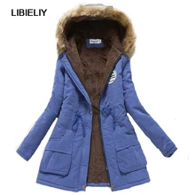 Милое Женское зимнее утепленное женское осеннее пальто с капюшоном из хлопка с мехом Плюс Размер Базовая куртка верхняя одежда тонкая Длинная женская Chaqueta