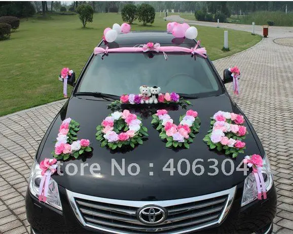 Free Shipping By Ems 1 Set Lot Wedding Car Decoration Pink Love Free Shipping By Ems 1 Set Lot Wedding Car Decoration Pink
