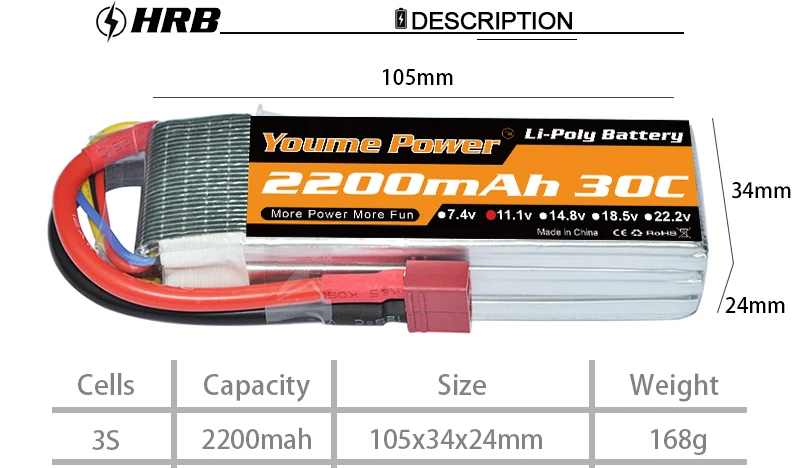 Youme Lipo батарея 3S 11,1 V 2200mah 4S 14,8 V 4200mah 6000mah 6S 22,2 V RC гоночные самолеты автомобили грузовик лодка запчасти 50C T Deans XT60