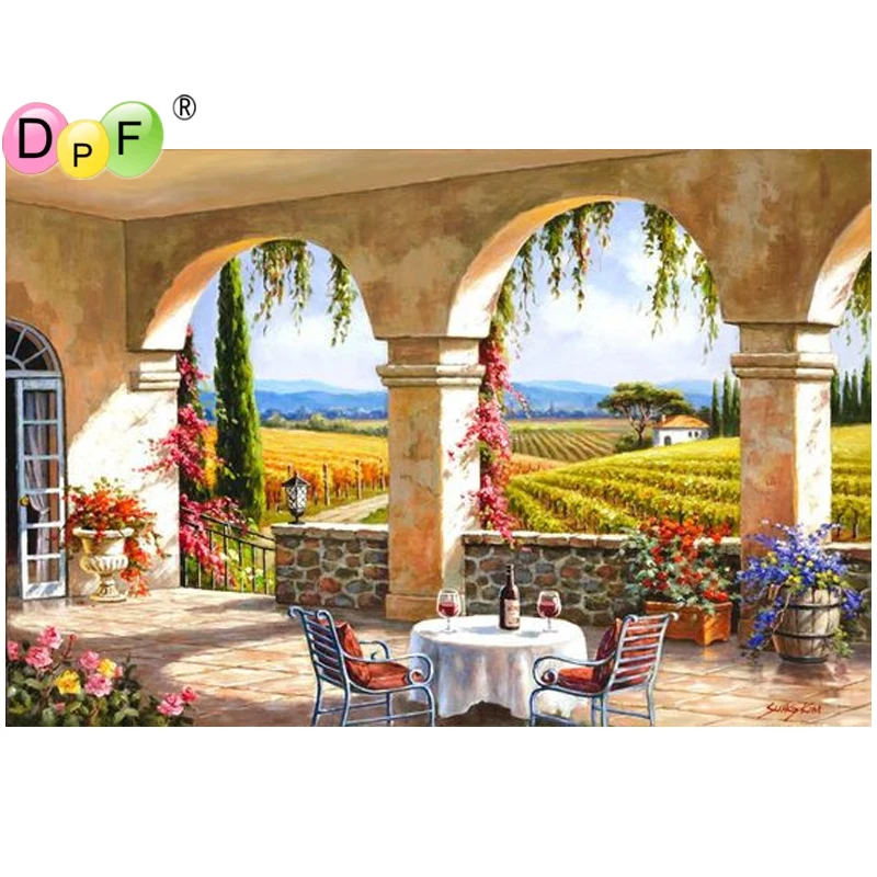 DPF DIY The field scenery 5D diamond embroidery home decor mosaic full square wall painting cross stitch crafts | Дом и сад