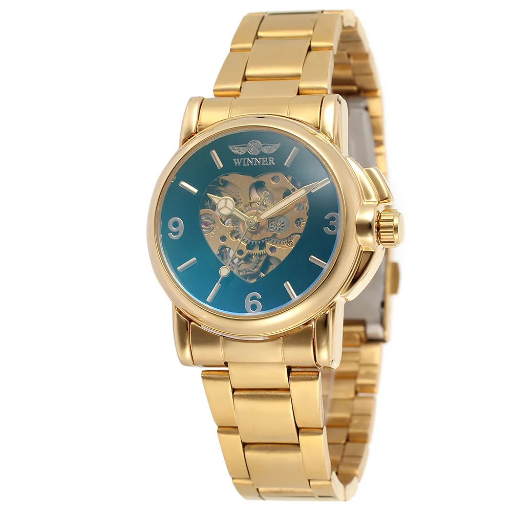 2017 WINNER Gold Watches Women Luxury Brand Automatic Mechanical Watch Steel Wrist Watches Hodinky Relogio Feminino