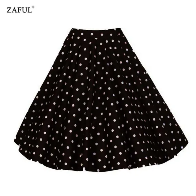 ZAFUL 4XL Лето Шоп свободные Женщина Девушки dot vintage бальное платье Юбка Femininos Повседневная работа случайные сексуальные юбки черный vestidos