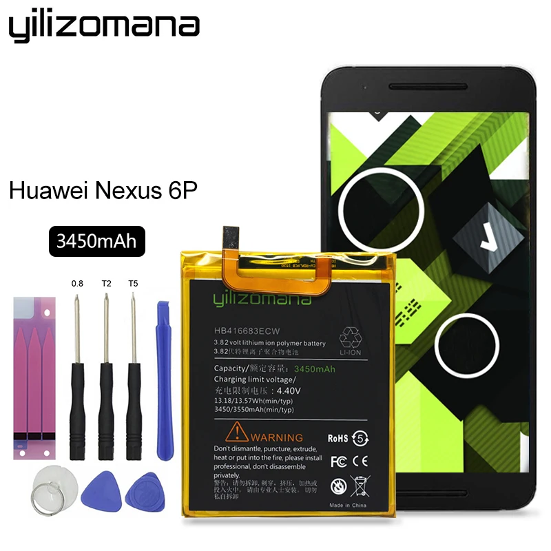 

YILIZOMANA Original Phone Battery HB416683ECW 3450mAh for Huawei Google Ascend Nexus 6P H1511 H1512 Replacement Phone Batteries