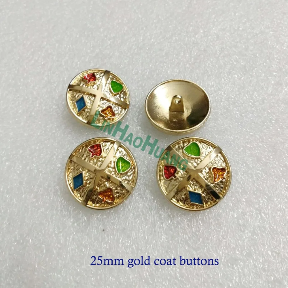 40pcs/lot NEW metal alloy sewing buttons gold coat buttons with lacquer