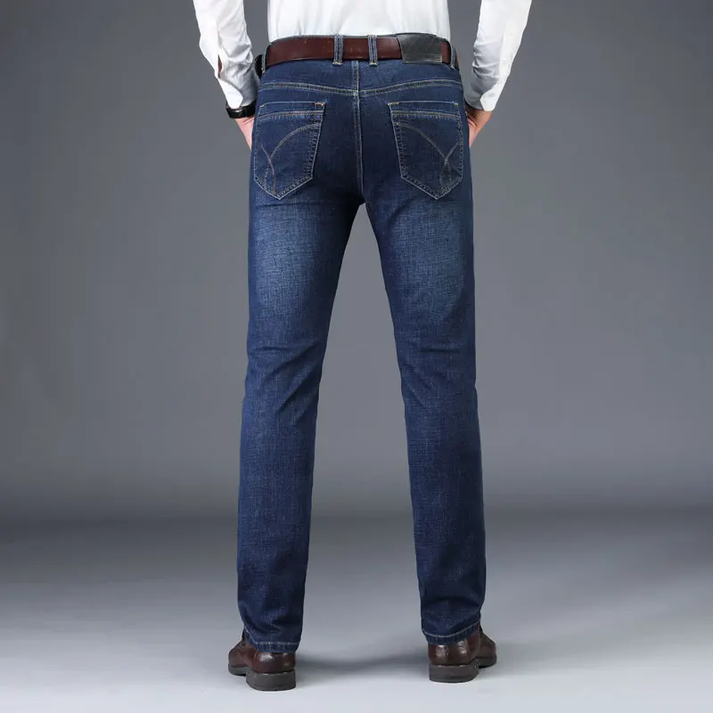 EVES Man Jeans Micro Stretch Straight Long Skinny Trousers Fashion Casual Black Blue Denim Durable Male Business Jeanswear Pants