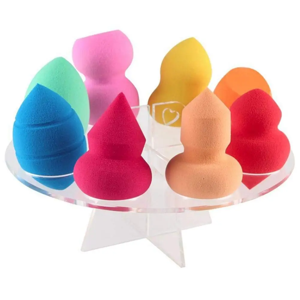

8 Hole Oval Puff Holder Drying Rack Organizer Cosmetic Shelf Tool (Clear)