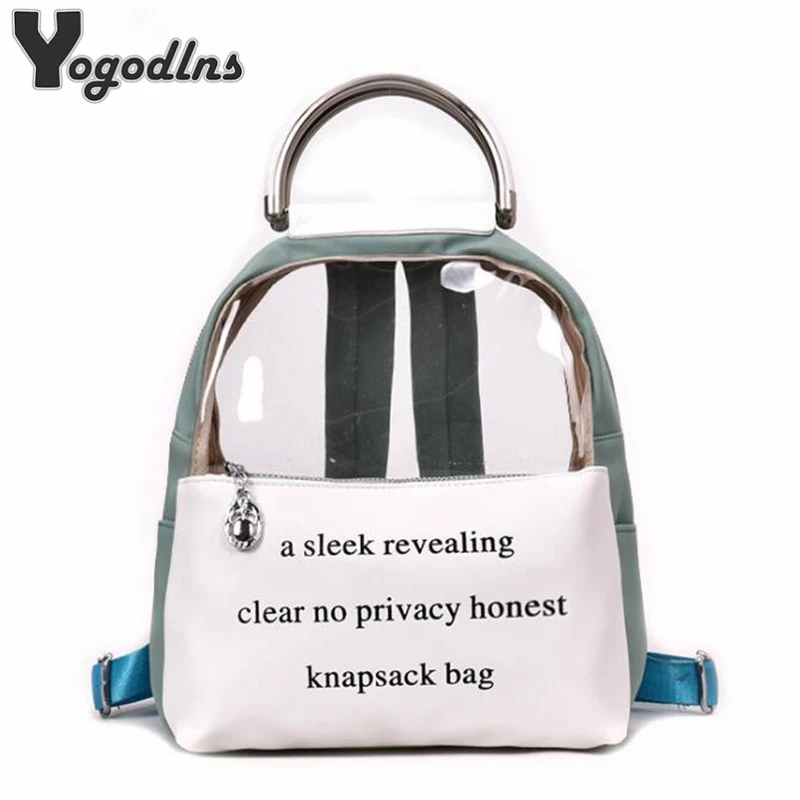 

Casual Clear Backpack for Women Trendy Shoulder Bags School Girls Daypack Summer Transparent Letter PVC Jelly Travel Knapsack