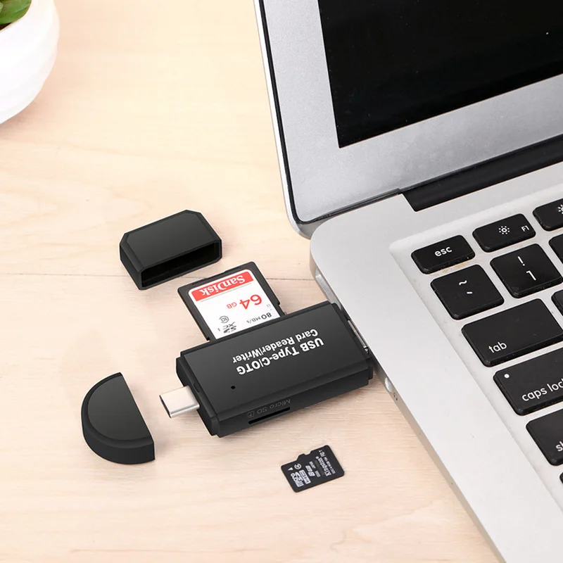 Type C & Micro USB & USB 3 In 1 OTG Card Reader High-speed USB2.0 Universal OTG TF/SD for Android Computer Extension Headers Type C & Micro USB & USB 3 In 1 OTG Card Reader High-speed USB2.0 Universal OTG TF/SD for Android Computer Extension Headers