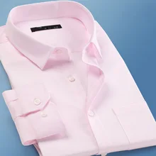 Стиль деловой костюм для стройных рубашек с карманами и длинным рукавом, однотонные повседневные рубашки для мужчин, свадебные рубашки, деловые рубашки