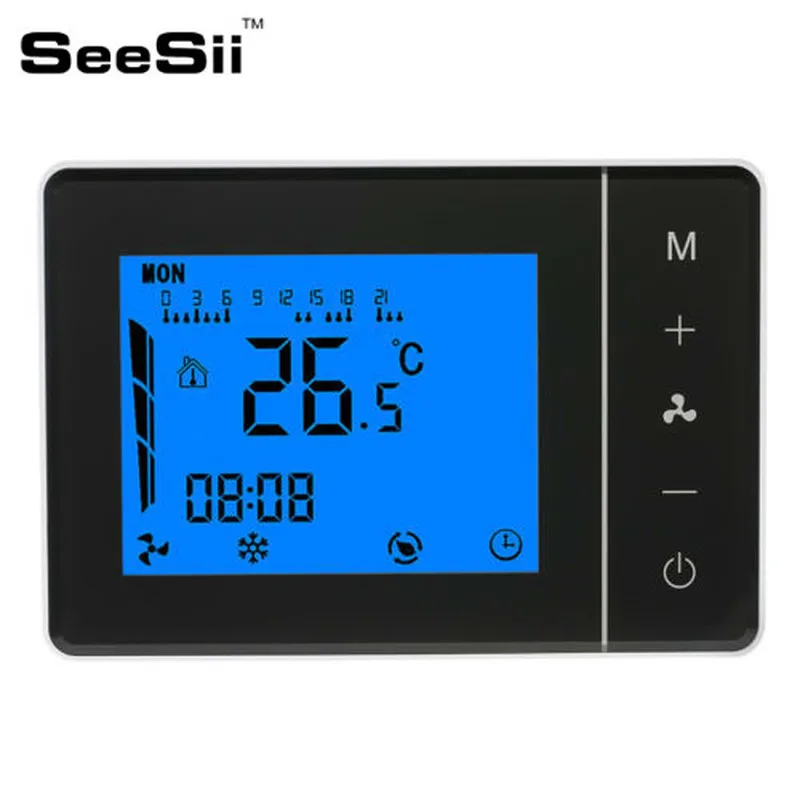 

SEESII 2-pipe 4-pipe 110~230V Air Conditioner Touch Screen Thermostat Programmable Room Temperature Controller With LCD Display