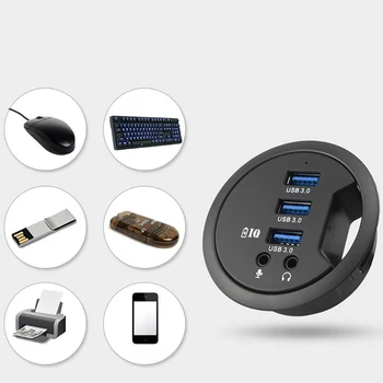 

4 Ports External Hub USB 3.0 HUB Adapter Device Charging Mount Combo Transfers Data High Speed Desktop Stereo Sound HUB Adapter