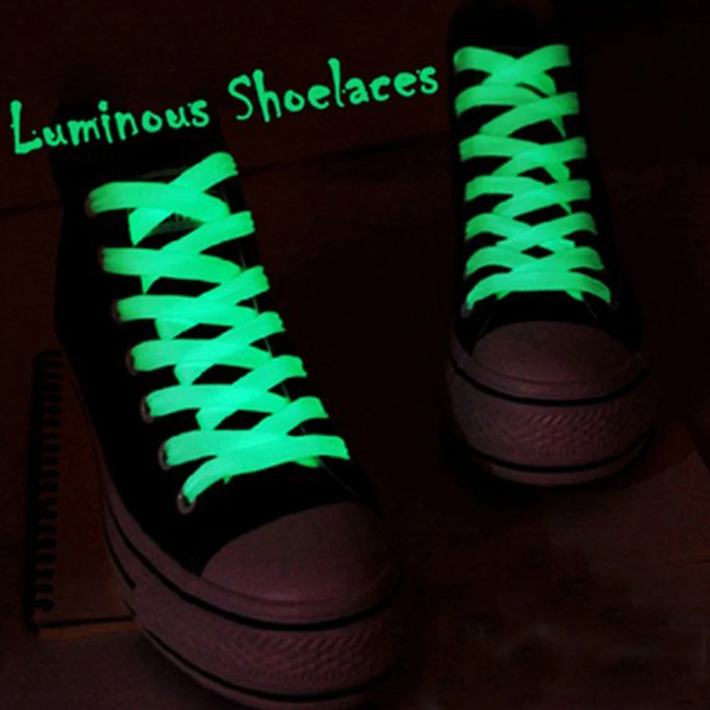 1 пара Спортивные Светящиеся шнурки светится в темноте ночные флуоресцентные шнурки модные спортивные плоские шнурки обуви хит продаж 60 см