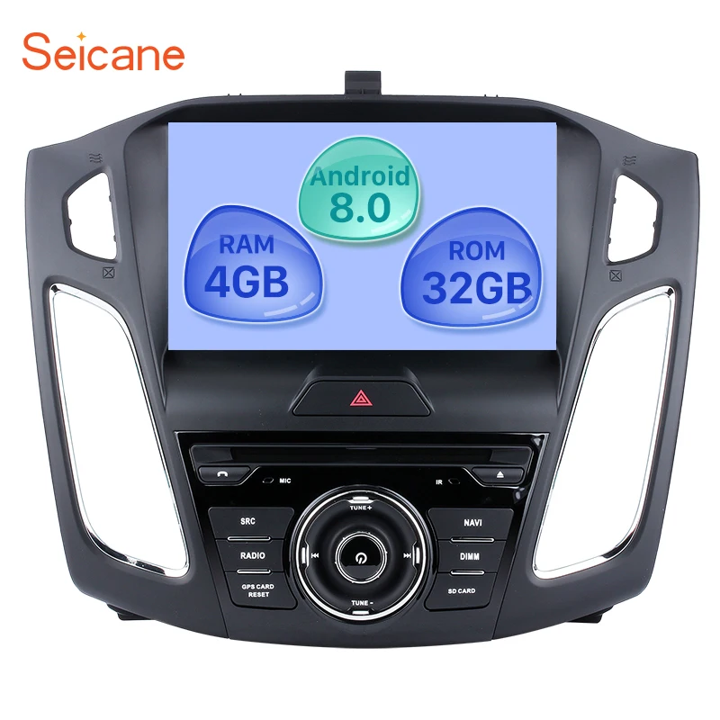 

Seicane Android 8.0 9" 1DIN 8-core Car Stereo Radio GPS Navigation Multimedia Player For 2015 Ford Focus Support Bluetooth Wifi